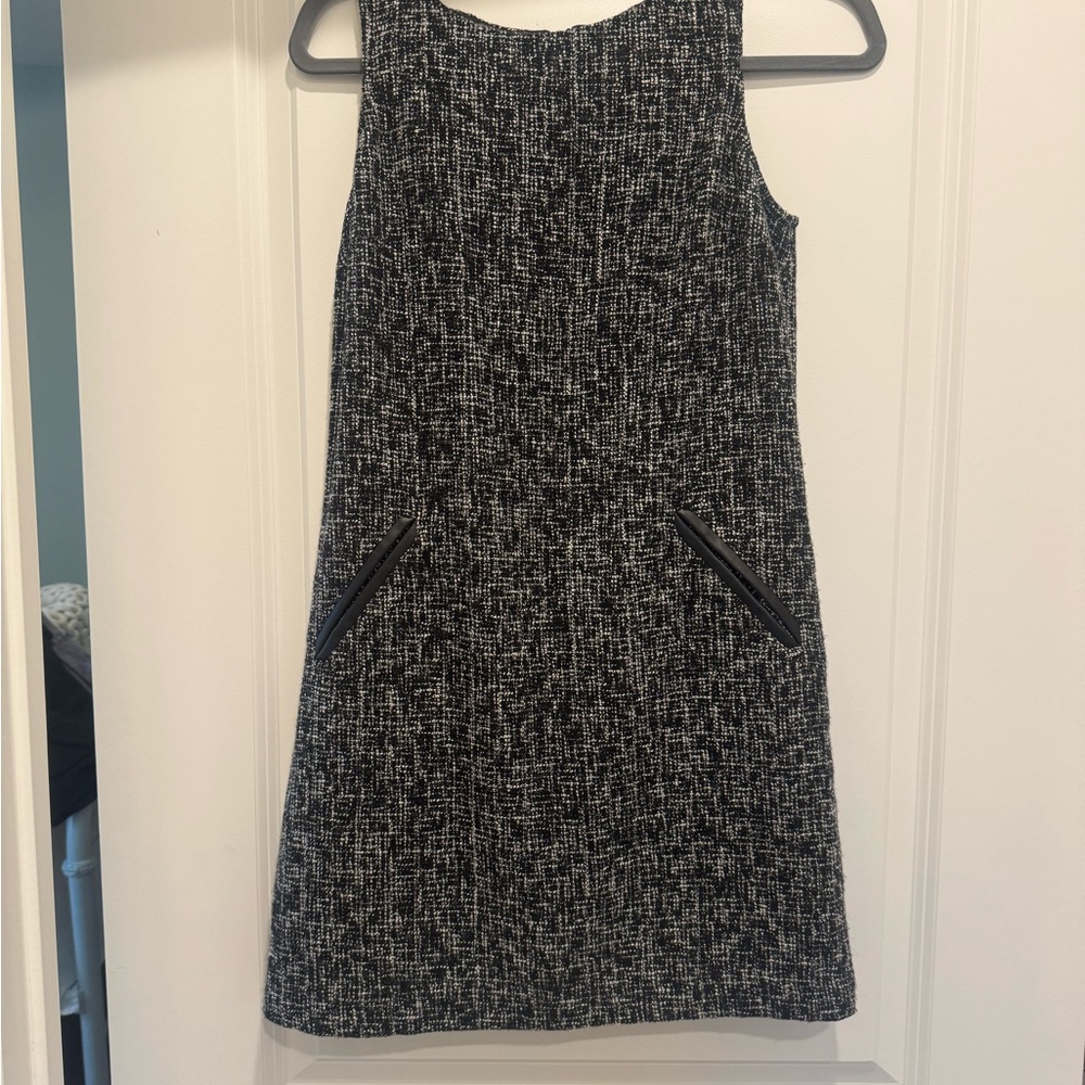 LOFT Black and White Textured Mini Dress